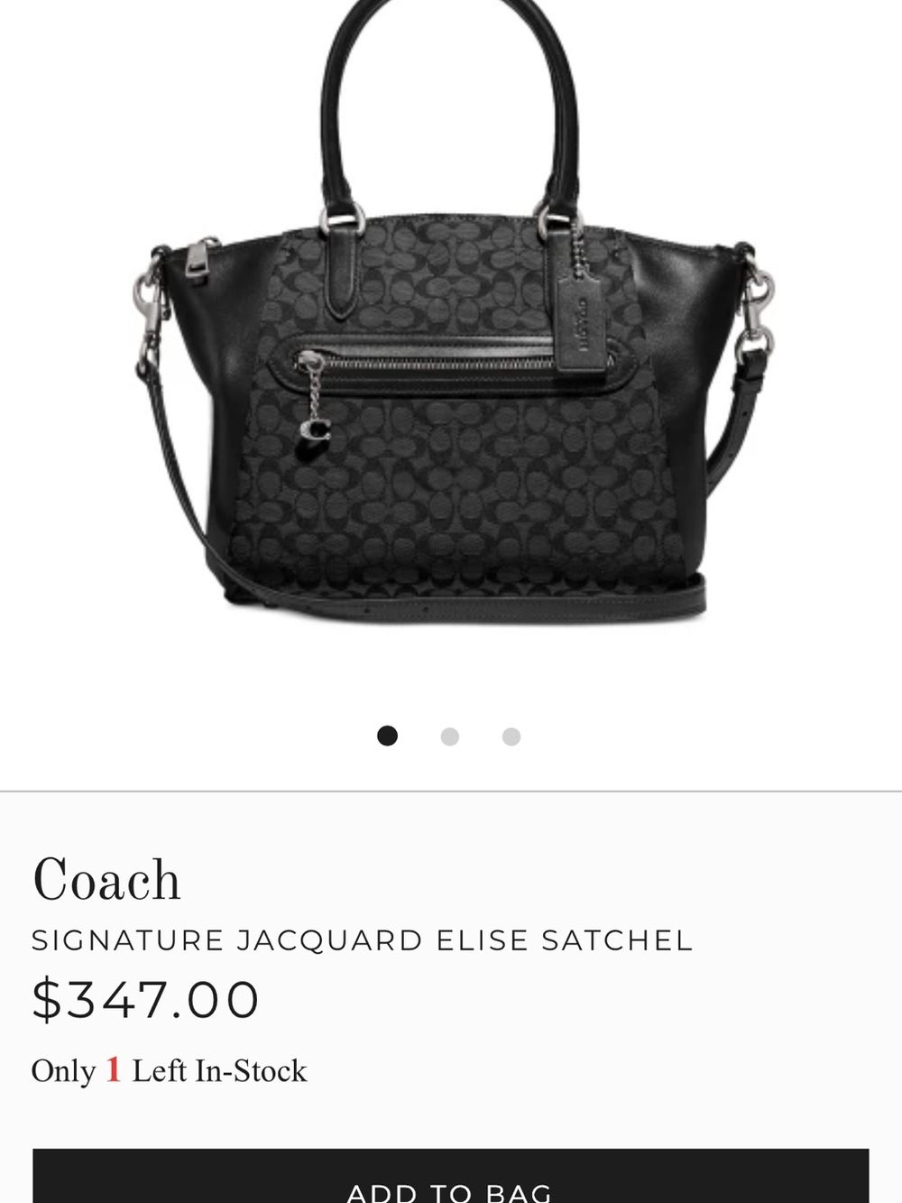 Coach Black Signature Jacquard Satchel with Leather Trim